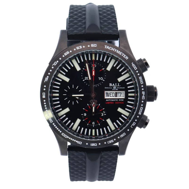 Ball Stormchaser Stainless Steel & DLC 43mm Black Chronograph Dial Watch Reference# CM2192C