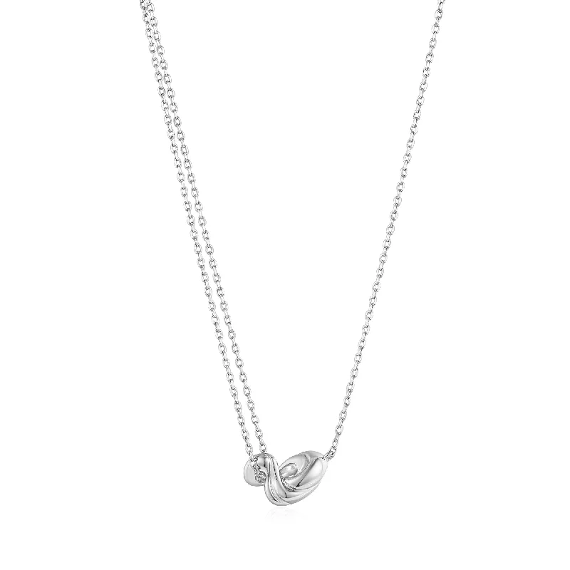 gemstone necklaces for women -Ania Haie Silver Twisted Wave Mini Pendant Necklace