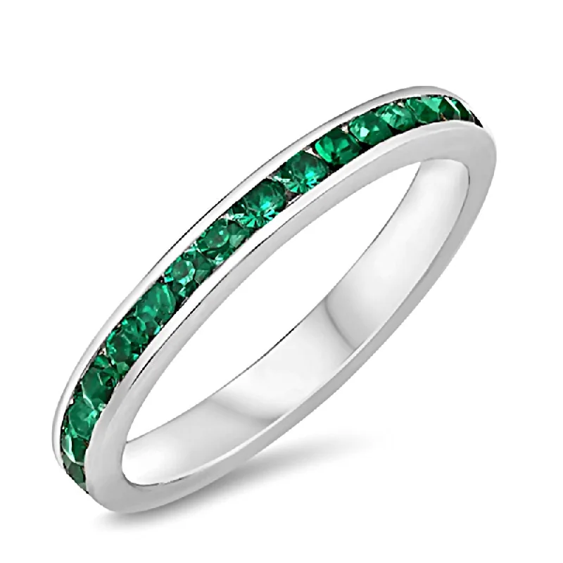 Elaina: Stackable Emerald Ice CZ Birthstone Eternity Band Ring