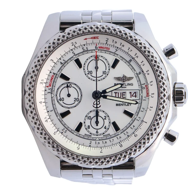 Breitling Bentley Motors GT II Stainless Steel 45mm White Chronograph Dial Watch Reference# A13365