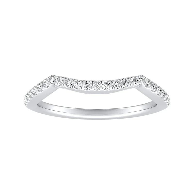 square engagement rings for women -Auriya 1/6ctw Curved Diamond Wedding Band Platinum