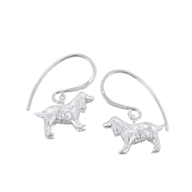 black stud earrings for women -Silver Spaniel Drop Earrings