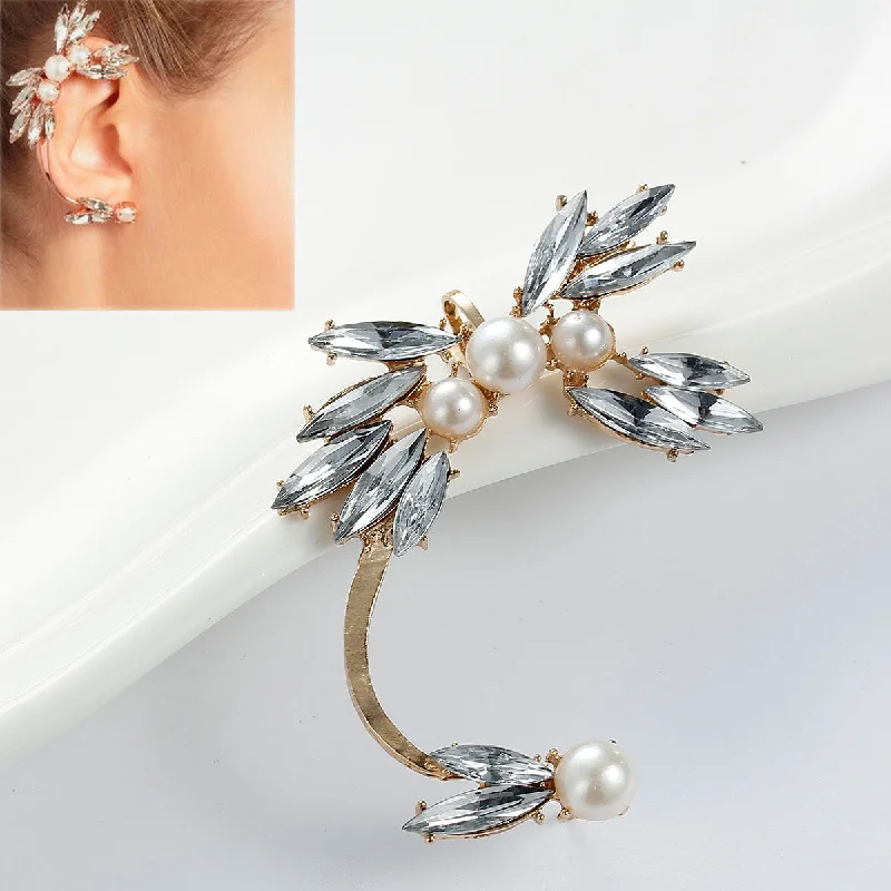 modern engagement rings for women -SEXY SPARKLES Ear Cuff Clip On Stud Wrap Earrings For Right Ear W/Clear Rhinestones