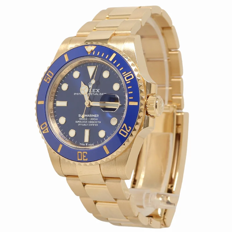 Rolex Submariner Yellow Gold 41mm Blue Dot Dial Watch Reference# 126618LB