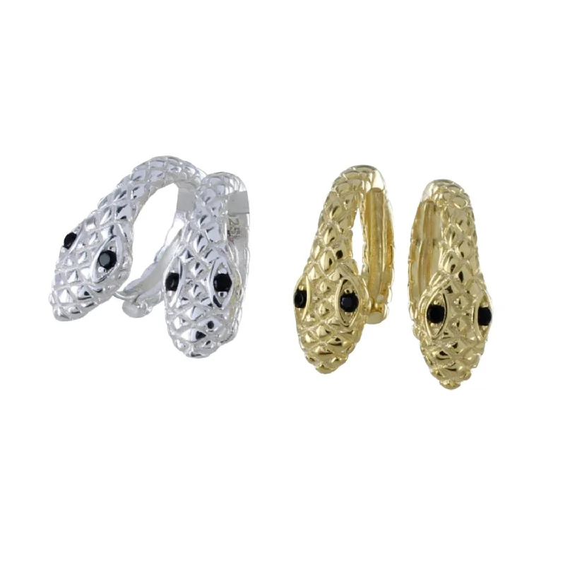 chic stud earrings for women -Snake Sleeper Sterling Silver Earrings