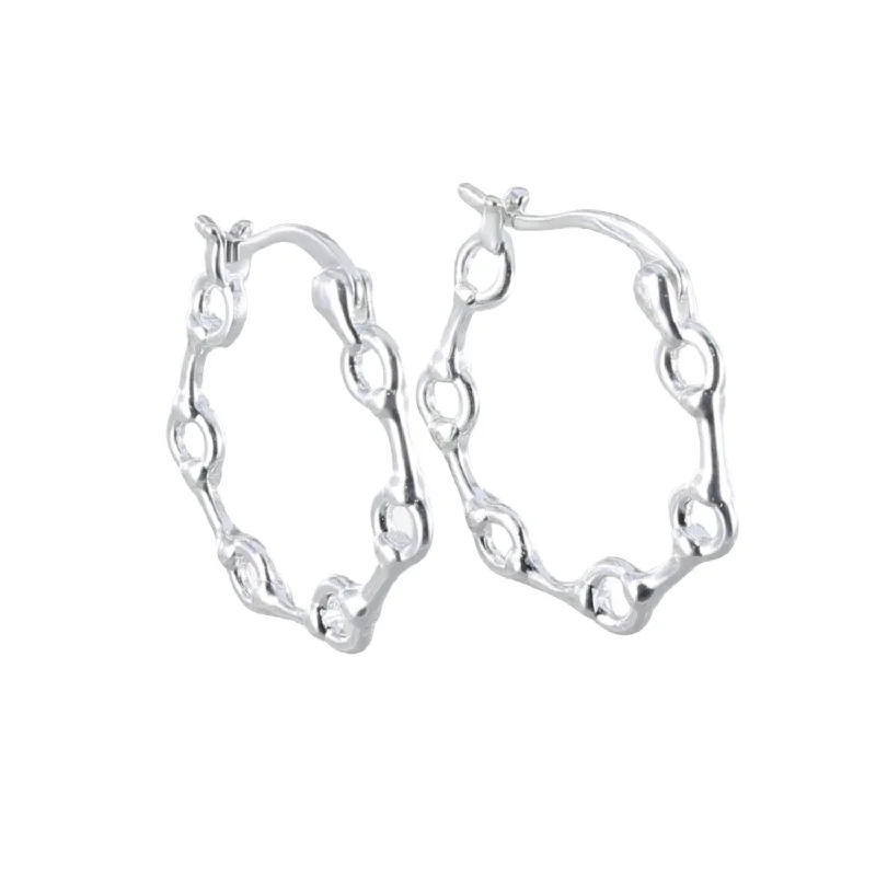 diamond drop earrings for women -Snaffle Sterling Silver Hoop Earrings