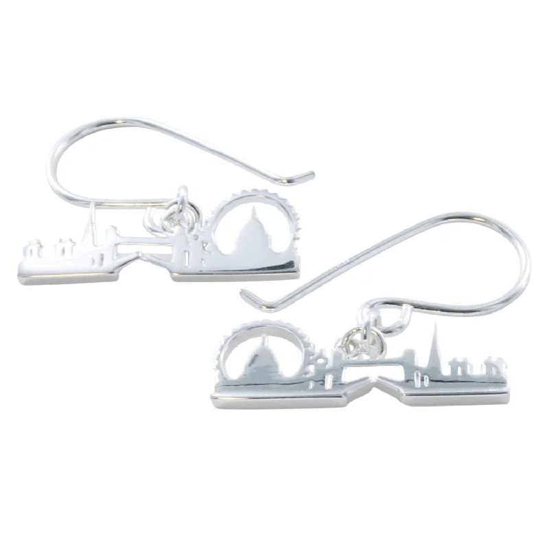 statement rings for women -London Skyline Sterling Silver Hook Earrings