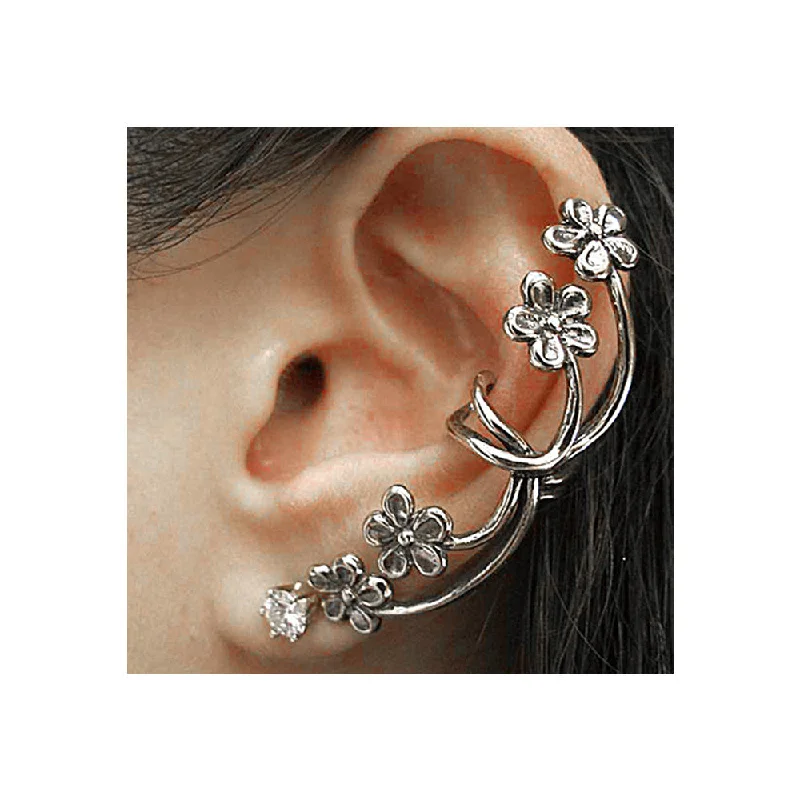 silver stackable rings for women -Sexy Sparkles Ear Cuff Clip On Stud Wrap Earrings For Left Ear