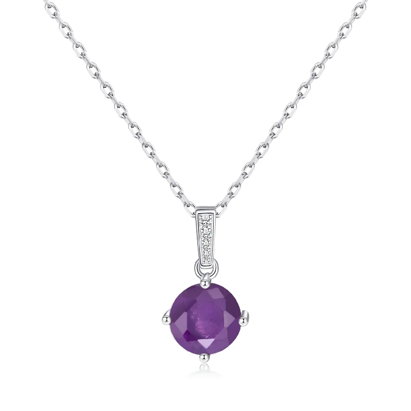 diamond pendant necklaces for women -Sterling Silver Amethyst Gemstone Necklace