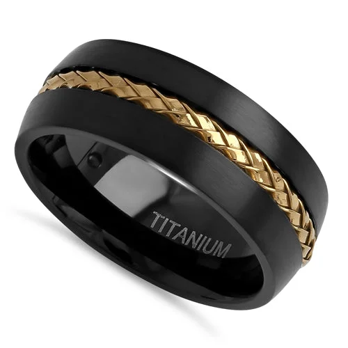 Black Titanium Braided Band Ring