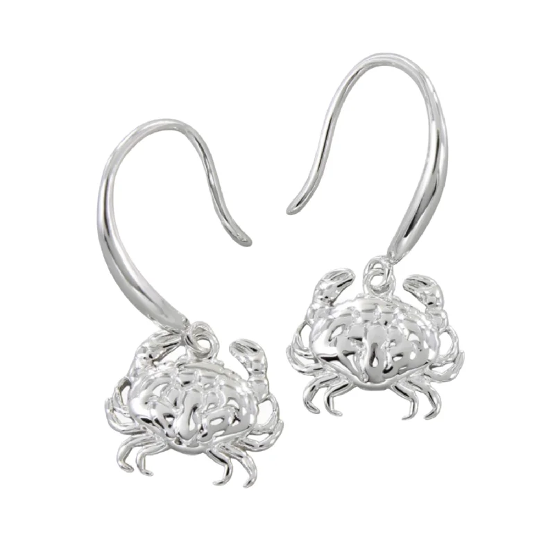 promise rings for women -Sterling Silver Crab Earrings