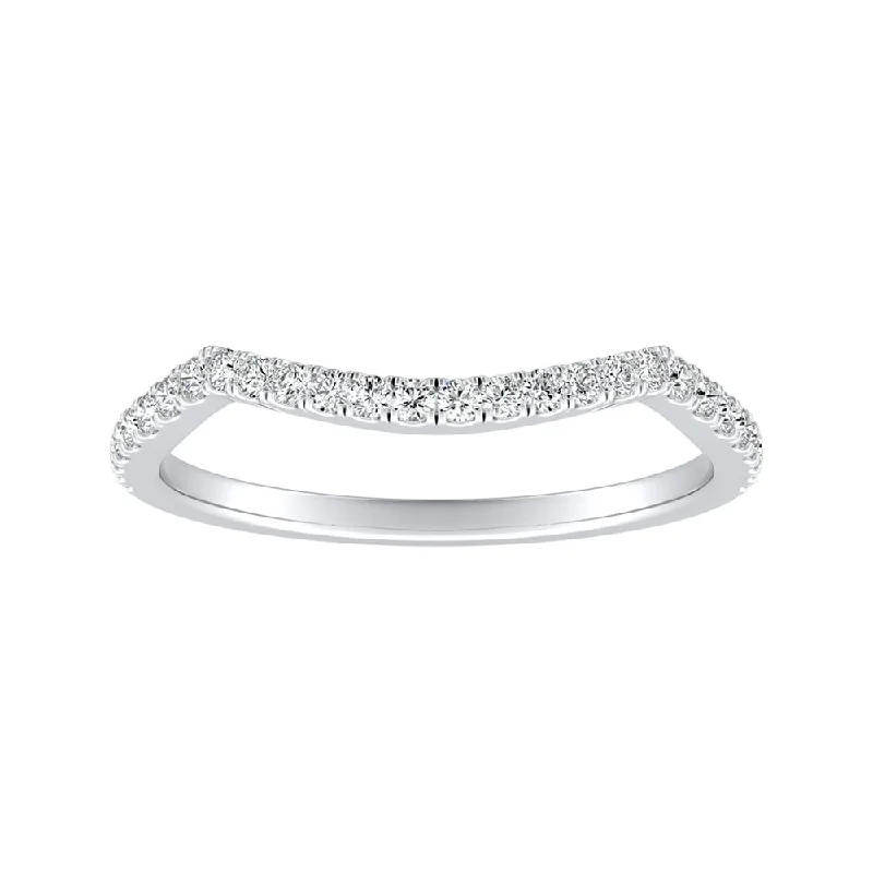 affordable moissanite engagement rings -Auriya 1/6ctw Curved Diamond Wedding Band 14k Gold