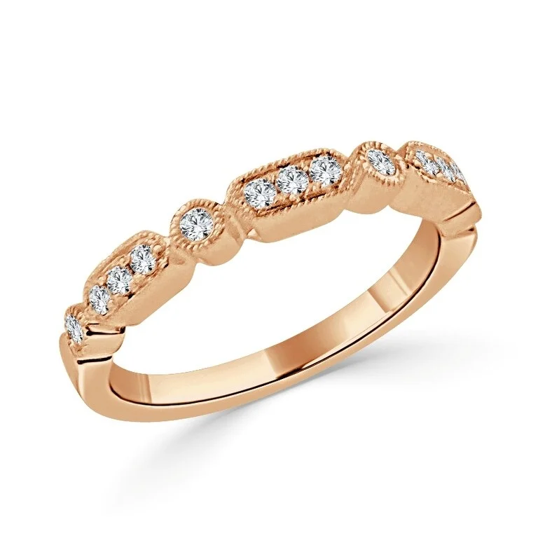 exquisite engagement rings for women -Joelle Diamond Wedding Band 14k Rose Gold 1/5 ct TDW 1/2 Way Around Band