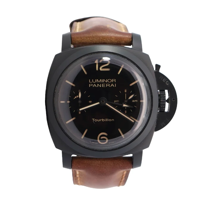 Panerai Tourbillon GMT 48mm Black Dial Watch Ref# PAM396