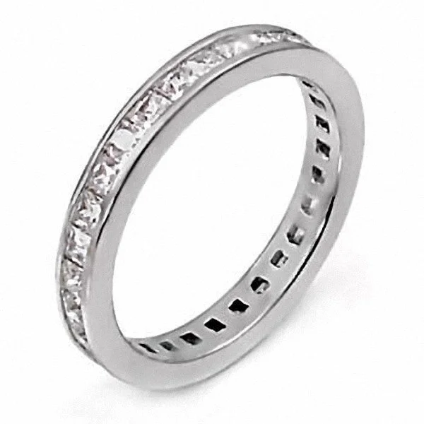 Kenda: Stackable 1.60ct Russian Ice CZ Princess Cut Eternity Band Ring