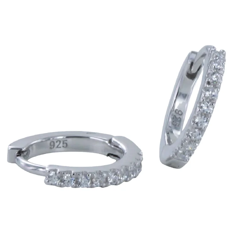 cushion-cut rings for women -Sterling Silver Pavé hoop earrings