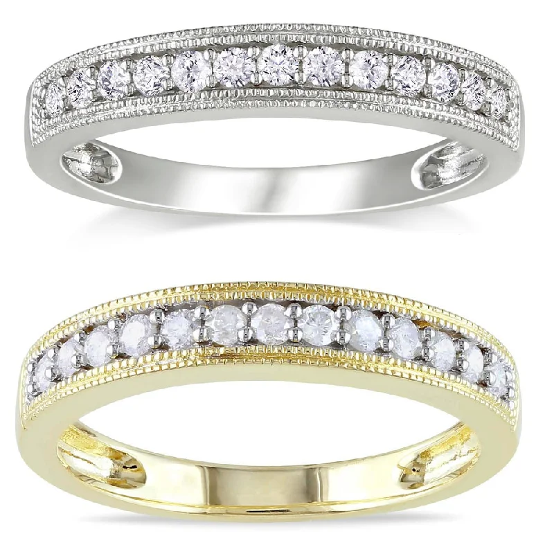 radiant cut engagement rings for women -Miadora 10k Gold 1/4ct TDW Diamond Wedding Band