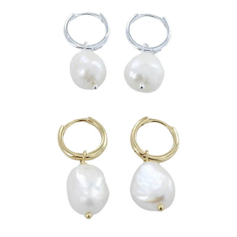 chandelier earrings for women -Sterling Silver Cleo Pearl Hoop Earrings