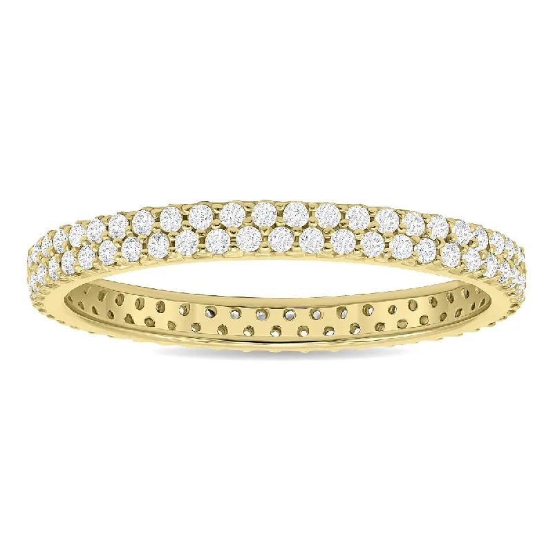 1/2 Carat TW Double Row Diamond Eternity Band in 10K Yellow Gold