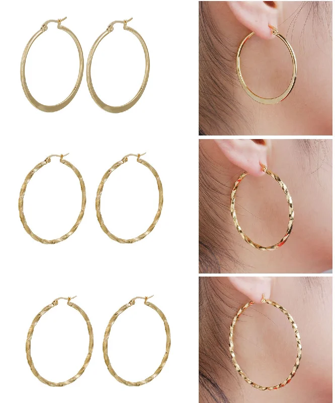 wedding earrings for women -Sexy Sparkles 3 Pairs Stainless Steel Hoop Earrings Set for Women