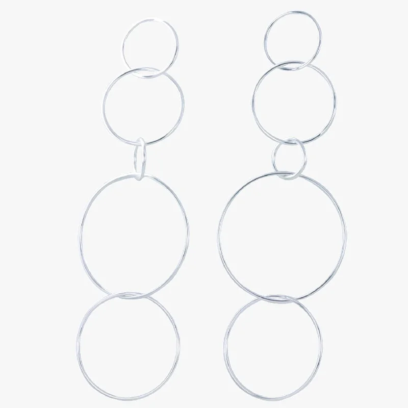 statement drop earrings for women -Halo Multi Drop Sterling Silver Earrings