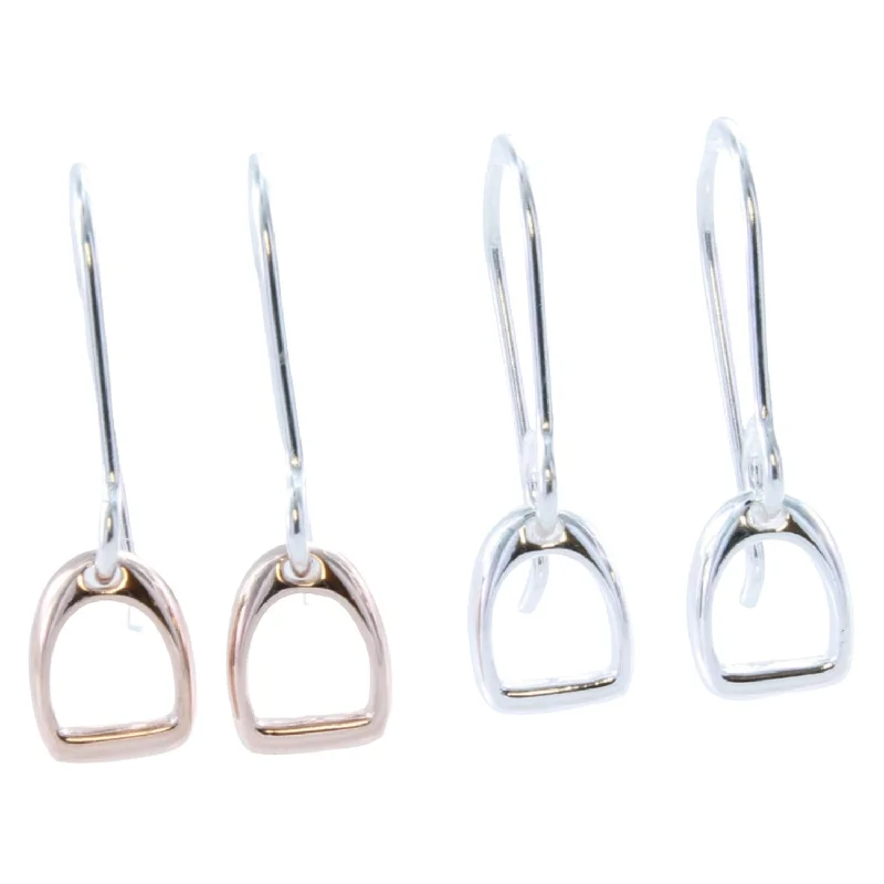 cute earrings for women -Sterling Silver Stirrup Drop Earring