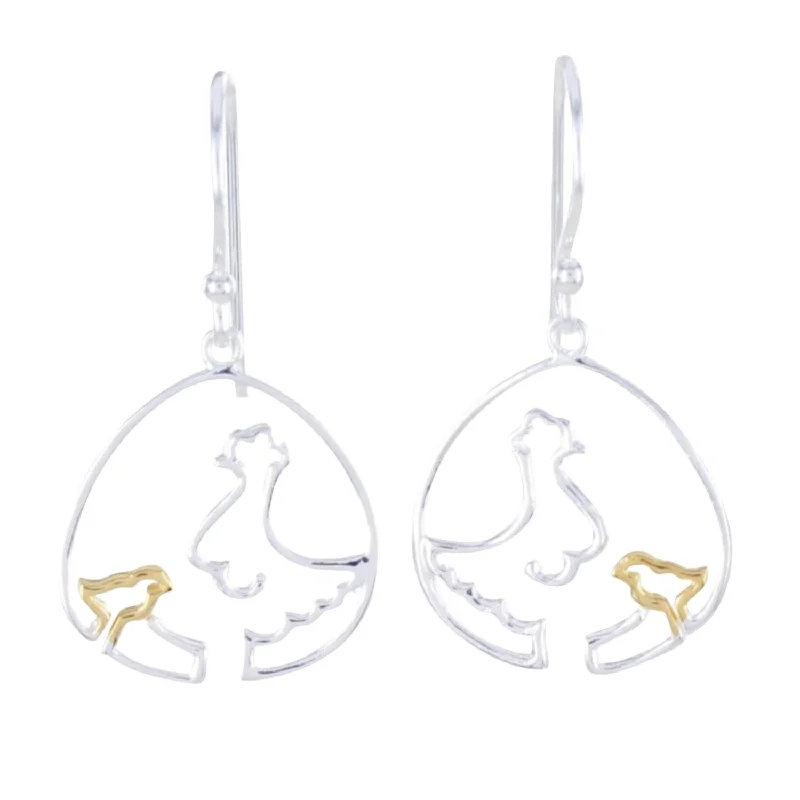 diamond engagement rings for women -Sterling Silver Chicken and Chick Earrings