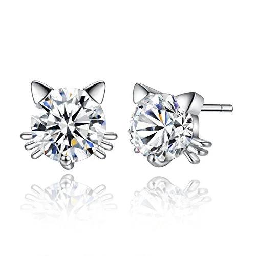 modern engagement rings for women -Sexy Sparkles Cat Copper Stud Earrings Cubic Zirconia women teen girls