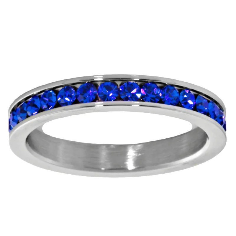 Rana: 0.78ct Created Sapphire 316 Steel 3mm Eternity Band Ring