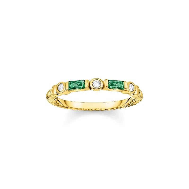 heart-shaped necklaces for women -THOMAS SABO Green And Gold Band Ring