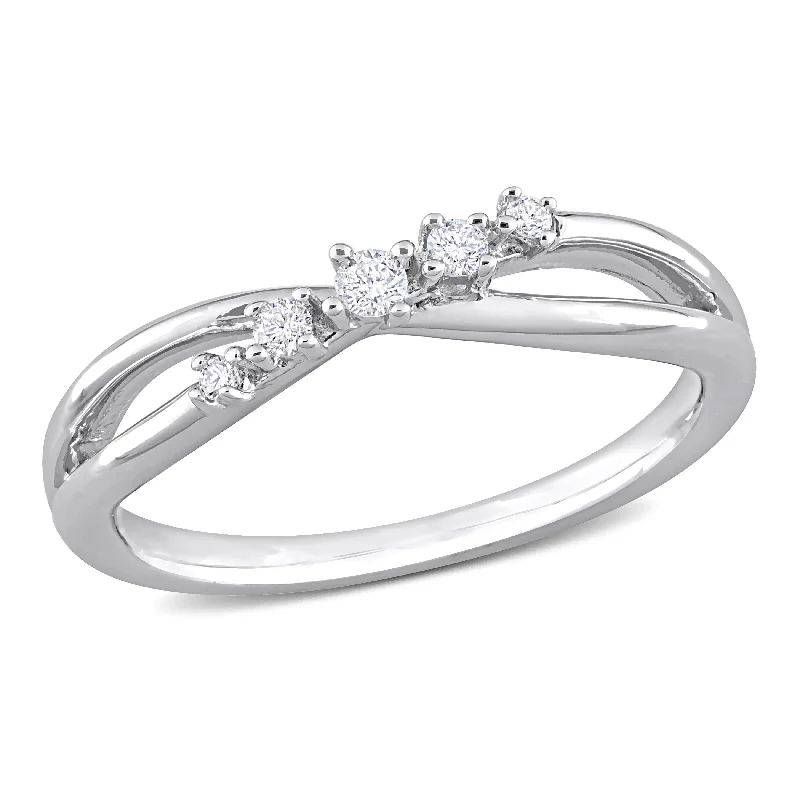 Miadora 1/10ct TDW Diamond Bypass Ring in Sterling Silver