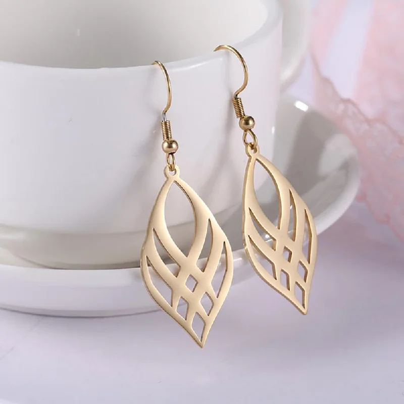 crystal earrings for women -Stainless Steel Geometric Drop Earrings