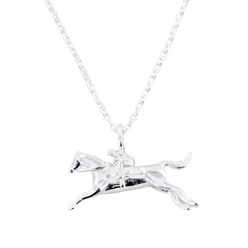 birthstone rings for women -Detailed Sterling Silver Racing Horse Necklace