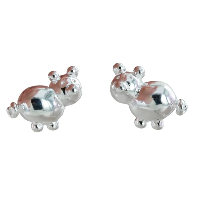 vintage rings for women -Sterling Silver Balloon Design Pig Stud Earrings