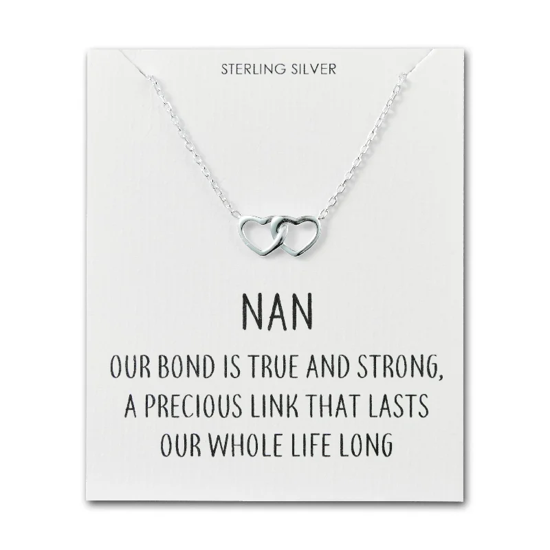 handmade pendant necklaces for women -Sterling Silver Nan Quote Heart Link Necklace