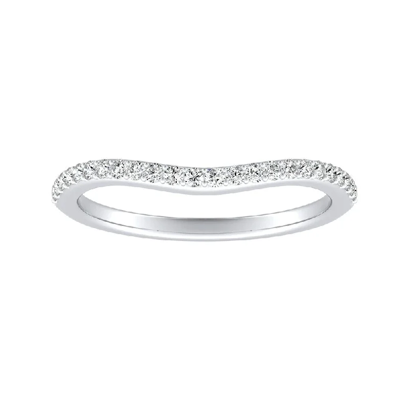 silver engagement rings for women -Auriya Platinum 1/8ctw Contour Diamond Wedding Band