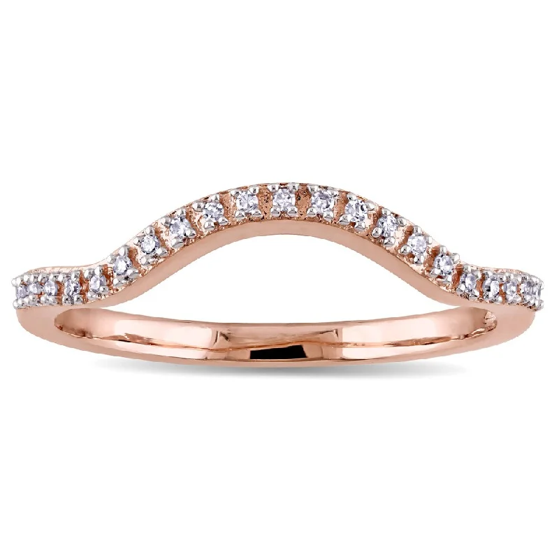 antique engagement rings for women -Miadora 10k Rose Gold Diamond Accent Contour Wedding Band - White