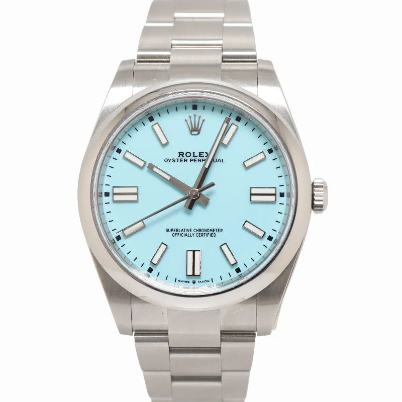 Rolex Oyster Perpetual 41mm Tiffany Blue Dial Watch Ref# 124300