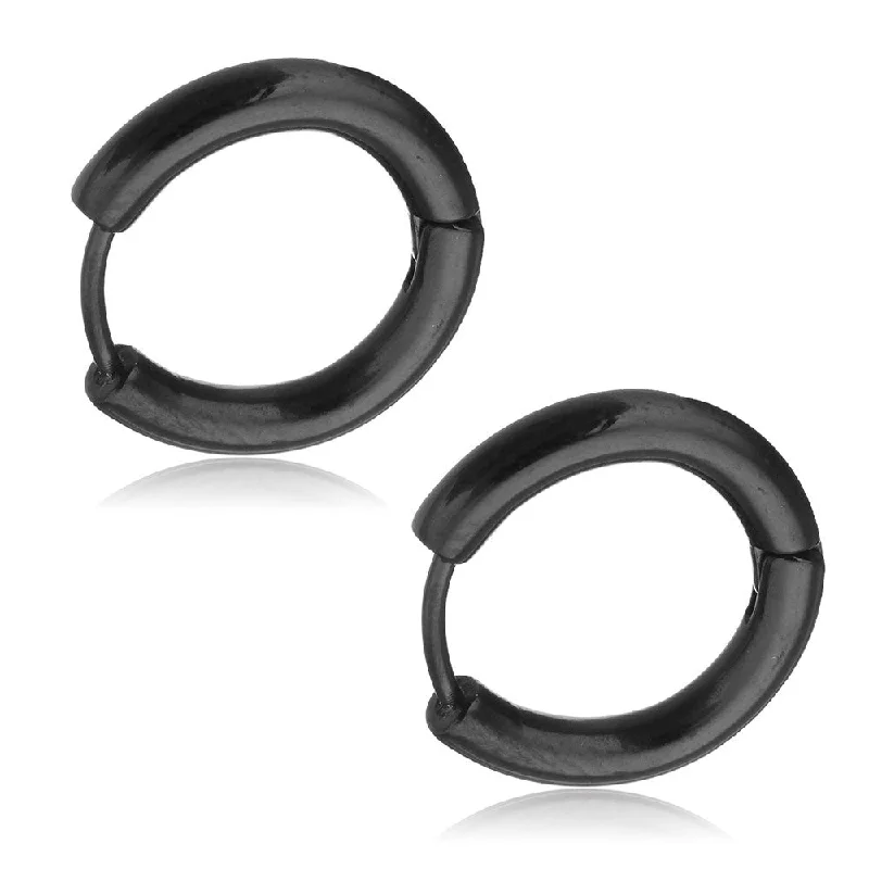 dangle earrings for women -SEXY SPARKLES SS 1Pair Black Stainless Steel Mens Womens Hoop Earrings Cartilage Lip Piercing Nose Hoop Hypoallergenic 12mm