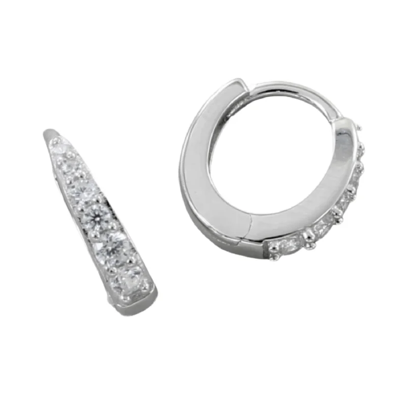 cute rings for women -Oval Hoop Sparkle Earrings in Sterling Silver