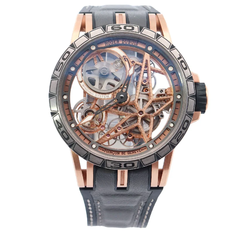 Roger Dubuis Excalibur Spider Rose Gold 45mm Skeleton Dot Dial Watch Reference#