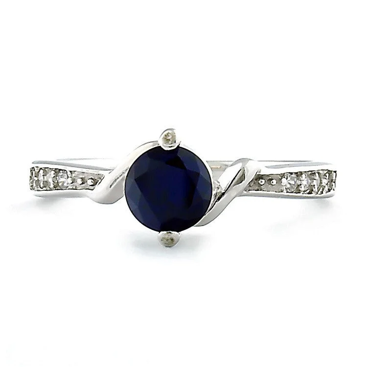 Entwined Love: Created Sapphire and CZ Promise Friendship Band Ring