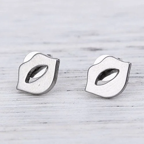 matching earrings and bracelet sets -Sexy Sparkles  Lips stainless steel stud earrings for women girls