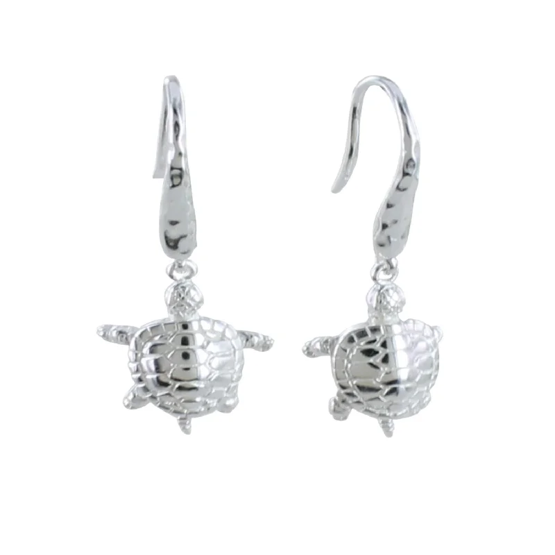 heart-shaped earrings for women -Sterling Silver Turtle Earrings