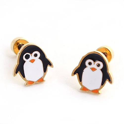 luxury rings for women -SEXY SPARKLES stainless steel Penguin stud earrings for girls teens women Hypoallergenic Jewelry