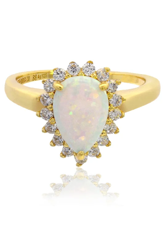 antique-style necklaces for women -OPAL GLOW ROZELLE WHITE CREATED OPAL RING GOLD