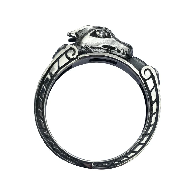 custom engagement rings with initials -Dragon Ring Diamond Engagement Gothic Fashion Ringband in Sterling Silver