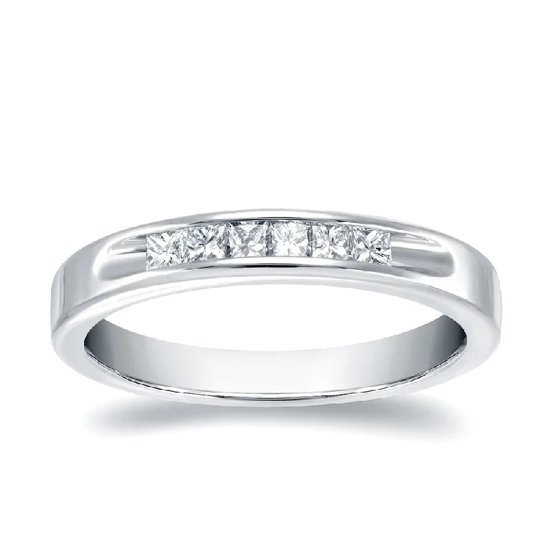 affordable diamond engagement rings -Auriya Princess-Cut Diamond Wedding Band 1/4ct TW 18k White Gold