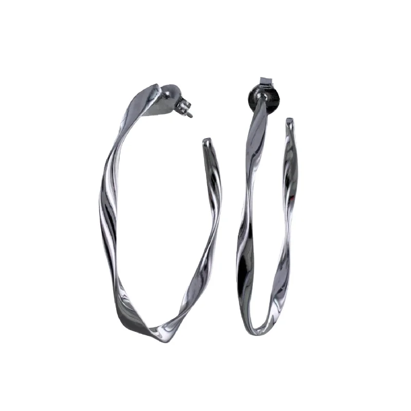 large rings for women -Sterling Silver Ribbon Hoop Earrings