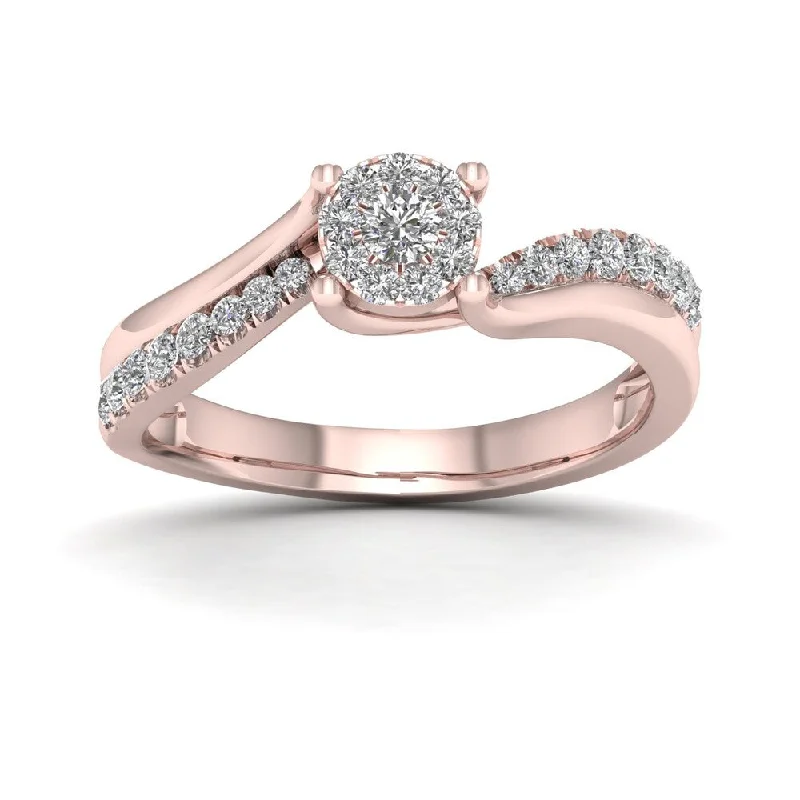 De Couer IGI Certified 1/3ct TDW Diamond Bypass Ring - Pink